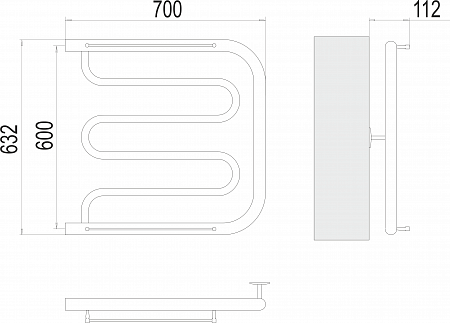 Фокстрот БШ 600х700 Полотенцесушитель  TERMINUS Оренбург - фото 3