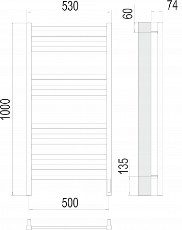 Енисей П12 500х1000  электро (sensor quick touch) Полотенцесушитель TERMINUS  Оренбург - фото 3