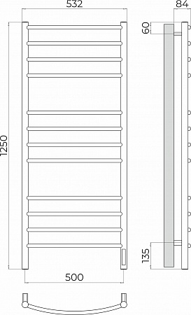 Классик П12 500х1250 Электро (quick touch) Полотенцесушитель TERMINUS Оренбург - фото 3