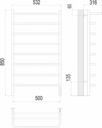 Полка П8 500х850 Электро (quick touch) Полотенцесушитель  TERMINUS Оренбург - фото 3