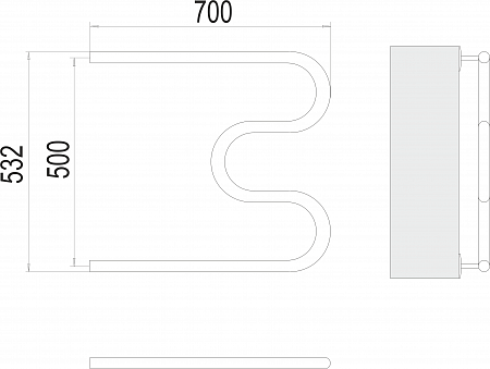 М-обр AISI 32х2 500х700 Полотенцесушитель  TERMINUS Оренбург - фото 3