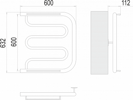 Фокстрот БШ 600х600 Полотенцесушитель TERMINUS Оренбург - фото 3