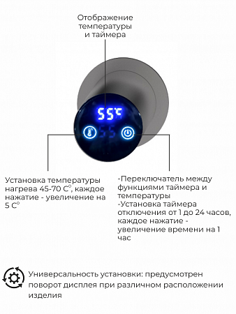 Рондо П2 350х760 электро Полотенцесушитель TERMINUS Оружейная сталь Оренбург - фото 5