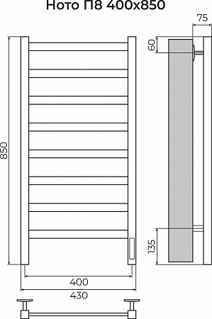 Ното П8 400х850 Электро (quick touch) Полотенцесушитель TERMINUS Оренбург - фото 3