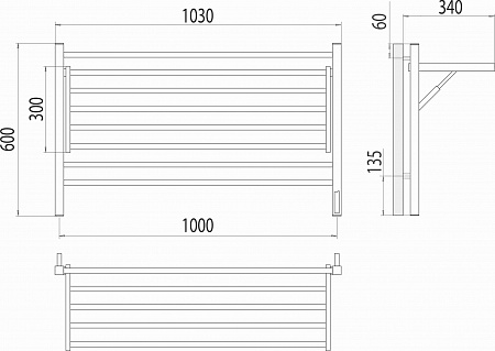 Горизонт П8 1000х600 электро КС ЧЕРНЫЙ МУАР (sensor quick touch) Полотенцесушитель TERMINUS Оренбург - фото 5